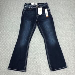 Angel Jeans Womens 13/29 Blue Boot Cut Stretch Embroidered Pocket Denim Norm New